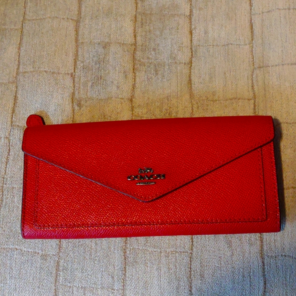 Coach Large Red Pebble leather wallet